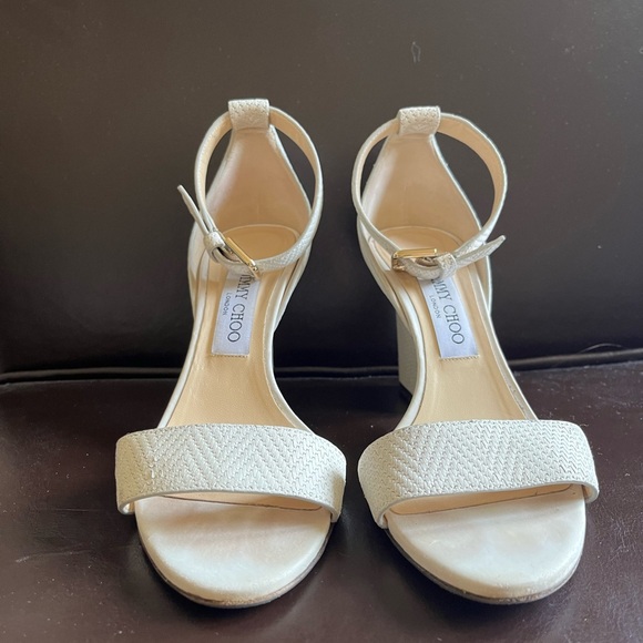 Jimmy Choo Shoes - Jimmy Choo White Textured Leather Edina Shoes